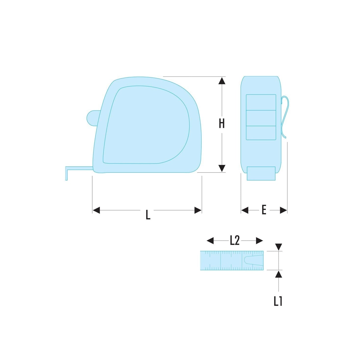 Dubbelzijdig Meetlint RED Series met ABS-behuizing 3m/19mm - 893B.319PB