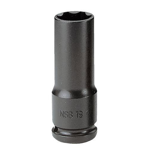 Impact-doppen 1/2" 6-kant lang, dunwandig, metrische maten - NSB.19