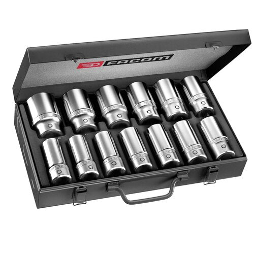 Koffer lange 6-seitige metrische Steckschlüsseleinsätze 3/4" - 12 Stück - K.405E