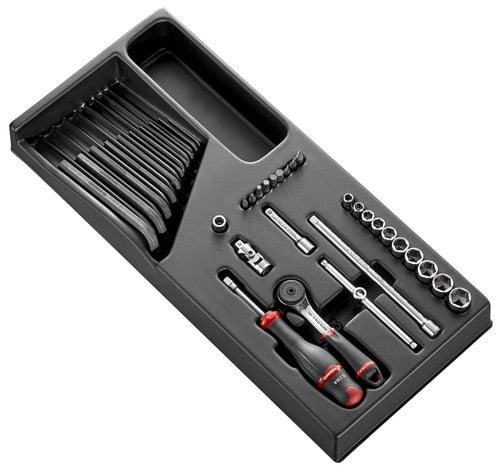 Modul 6-seitige Steckschlüsseleinsätze 1/4" in Zoll - 36 Stück - R.161B - MOD.R161-1U