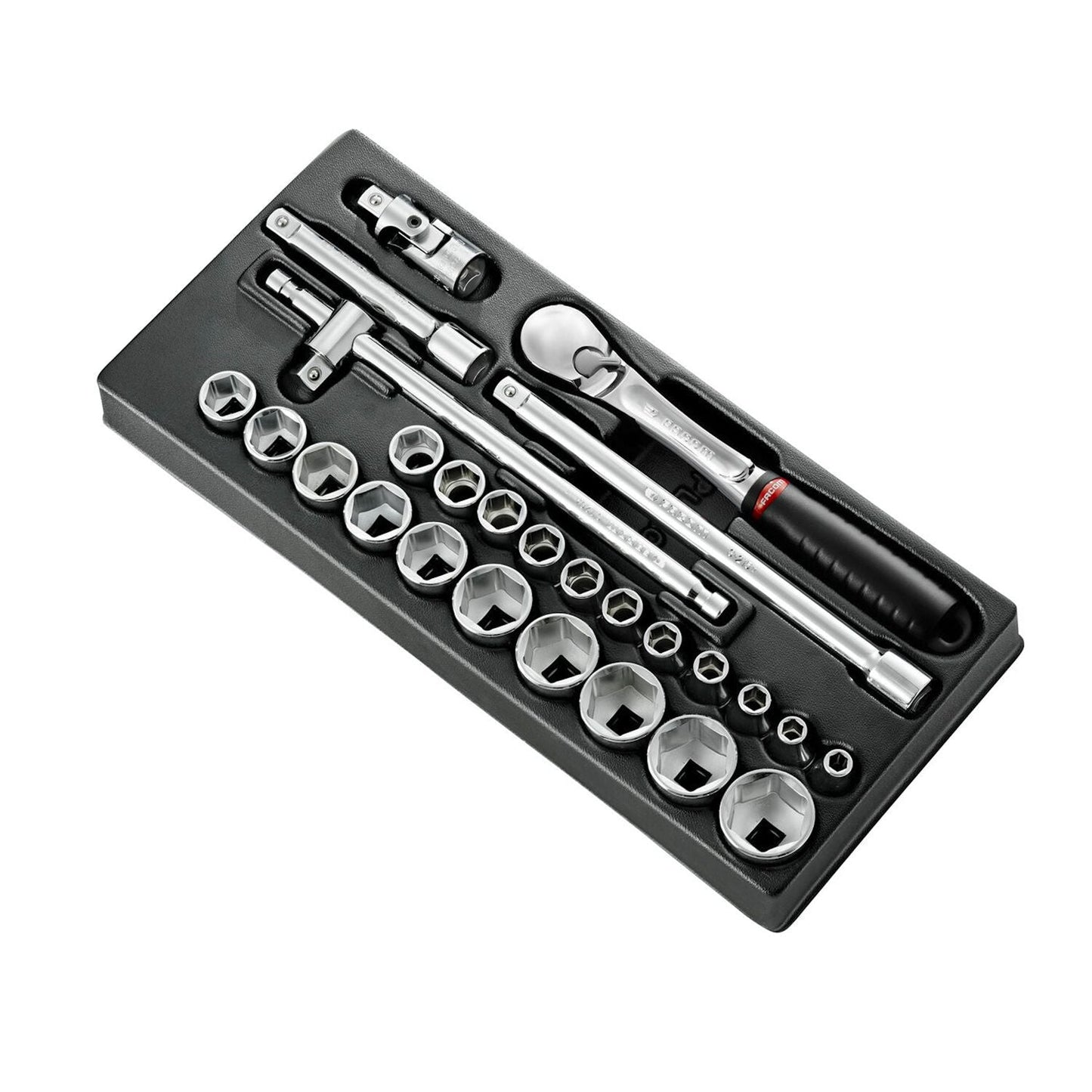 Module Zeskant metrische doppen 1/2” met Ratel SL.161B - 26-delig - MOD.SL161-46