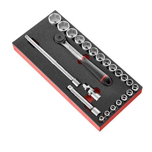 Foam module with 12-point sockets 1/2” in inches - 23 pieces - MODM.S161-36