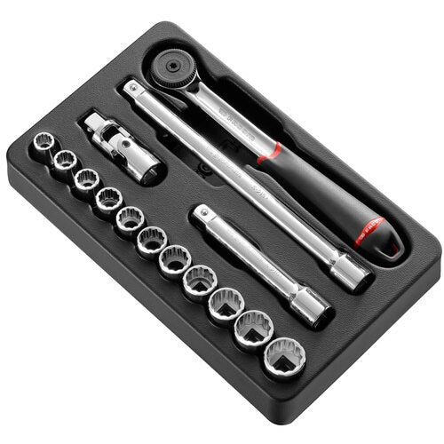 Module 12-seitige Steckschlüsseleinsätze 1/2 Zoll in Zoll - 15 Stück - S.161B - MOD.S161-112U
