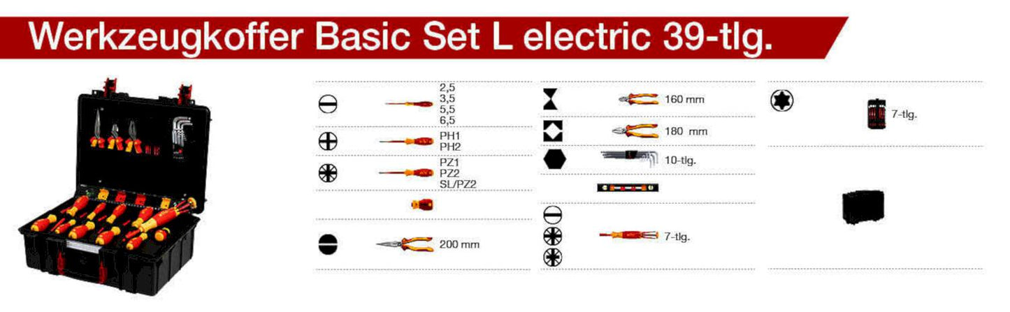 Tool set Basic Set L Electric in Case - 39-piece - 45257