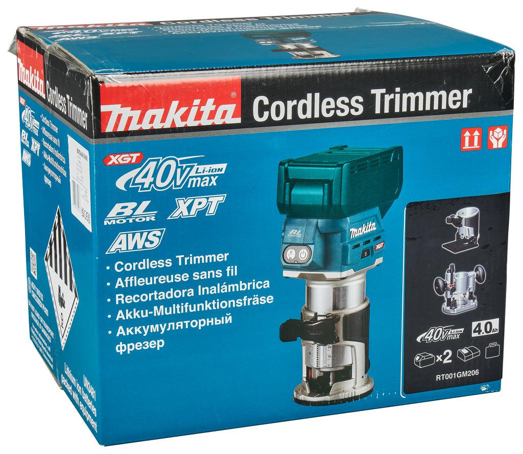 RT001GM206 Accu Boven- en kantenfrees 40V Max 4.0Ah in MBox met diverse voeten + geleiderail adapter