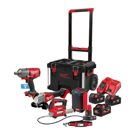 M18 FUEL™ FPP5C-555P Battery Powerpack 4-piece 5.0Ah + M12 FUEL™ 4.0Ah in PACKOUT™ trolley - 4933481016