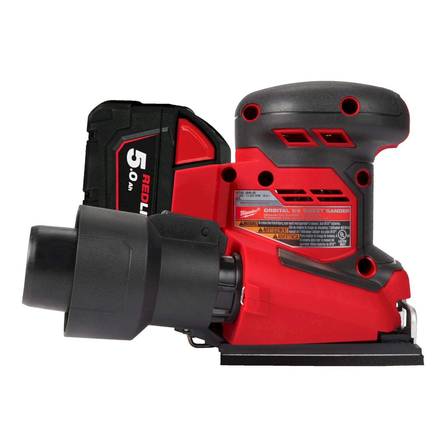 M18™ BQSS-502B Cordless Orbital Sander 18V 5.0Ah in Carrying Bag - 4933479967