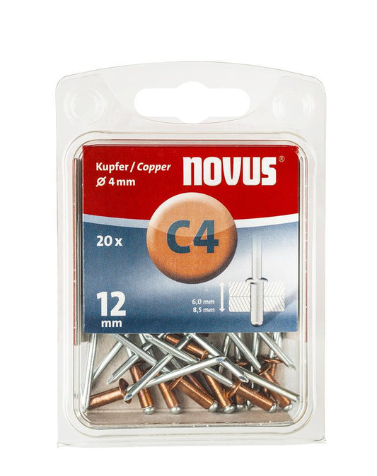 Blind rivet C4 X 12mm, Copper, 20 pcs. - 045-0040