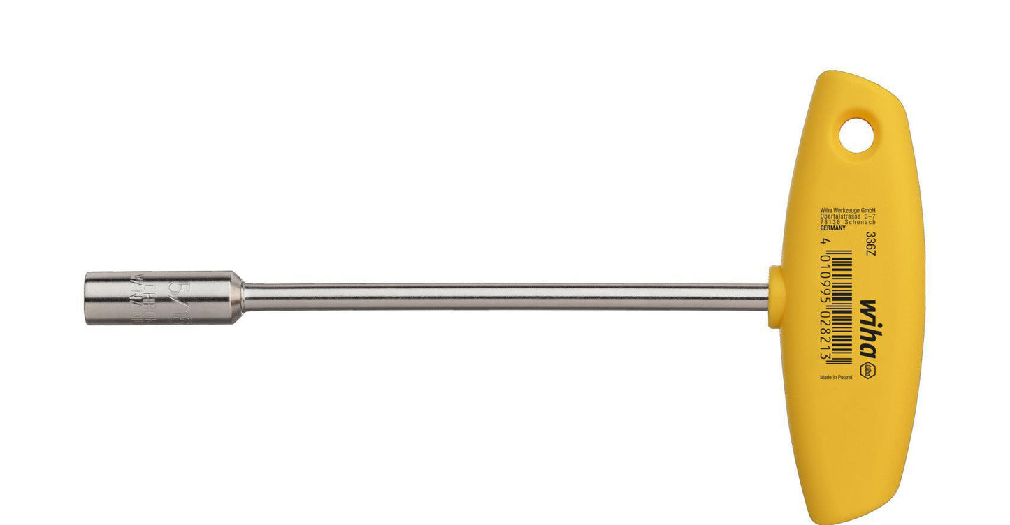 Socket wrench with T-handle hexagon, inch version high-gloss nickel-plated - 02823