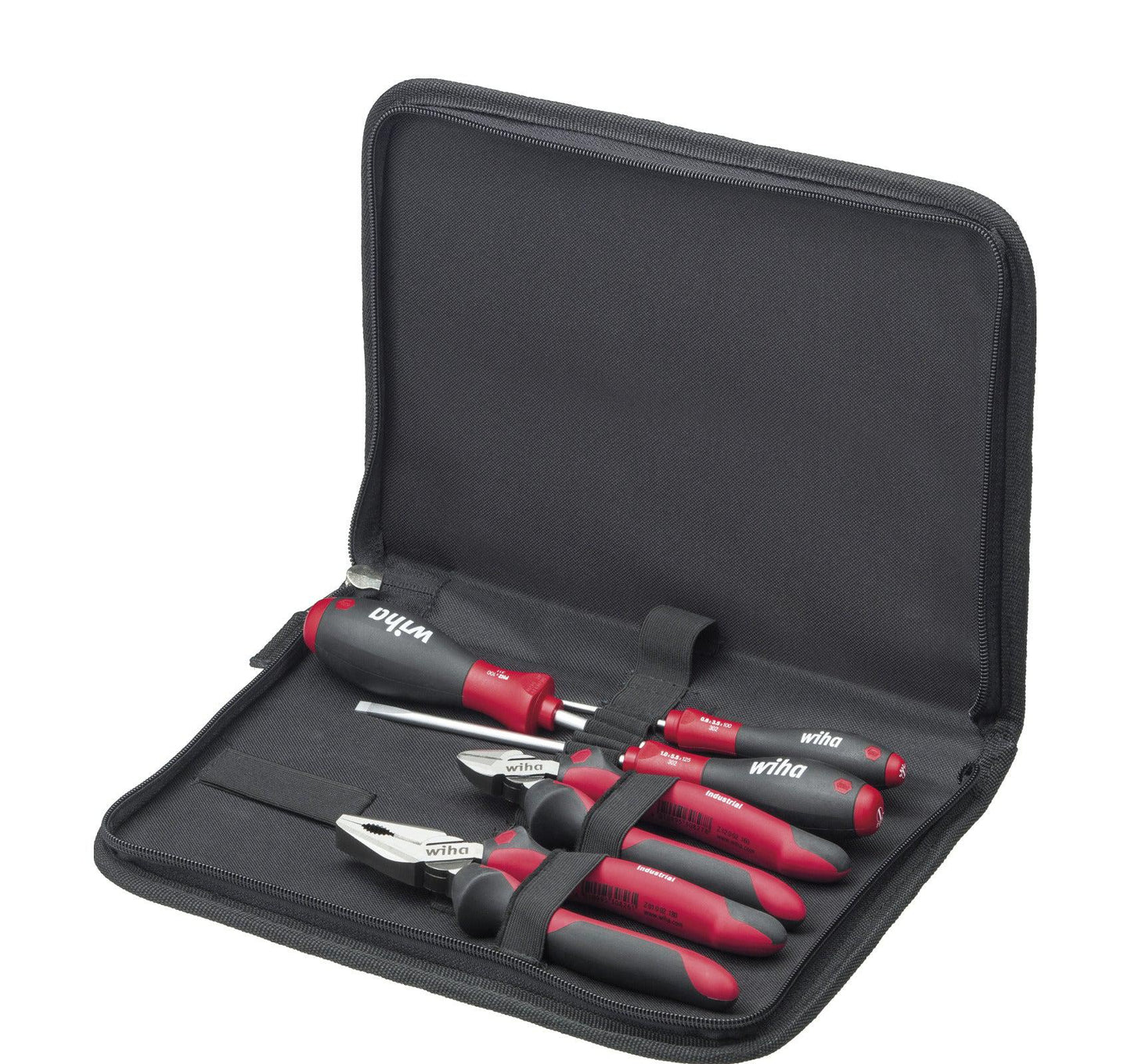 Gereedschapset monteur schroevendraaiers, zijkniptang, combinatietang 6-delig incl. gereedschapsmap  - 30824