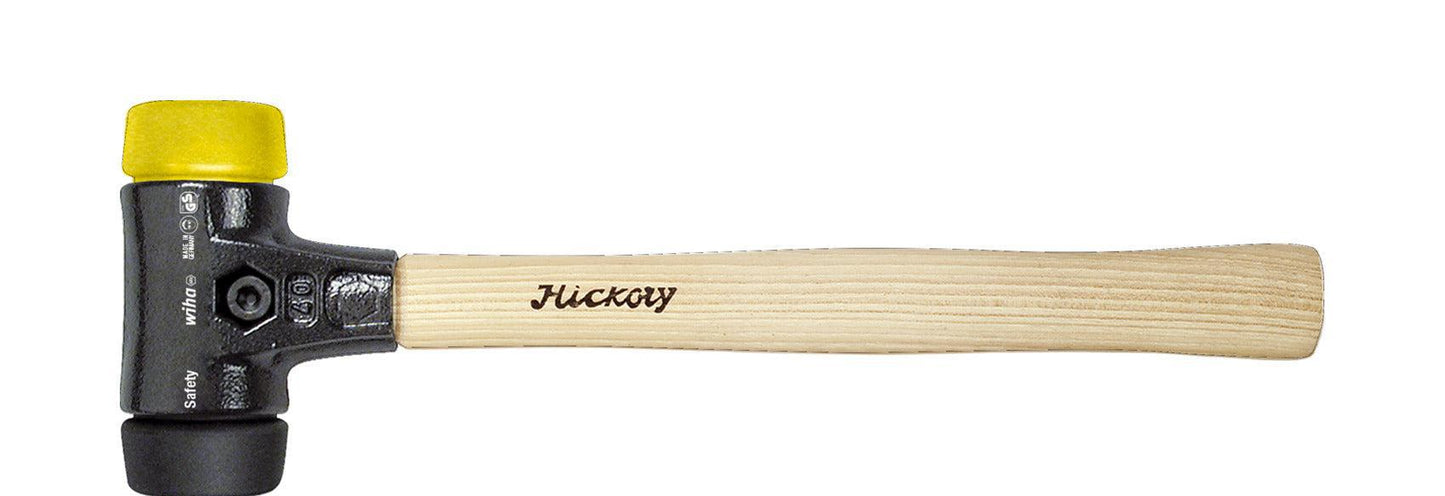 Kunststoffhammer Safety mittelweich/mittelhart mit Hickorystiel, runder Schlagkopf - 26434