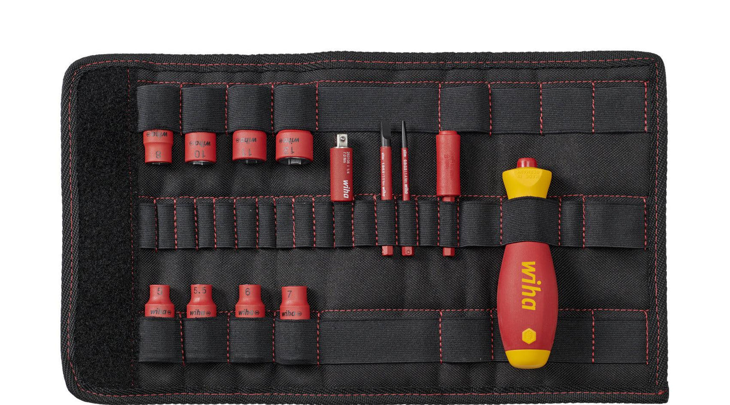 Schraubendreher- und Steckschlüsselsatz 1/4" Set slimVario® electric sortiert 14-teilig inkl. faltbarem Koffer - 43467