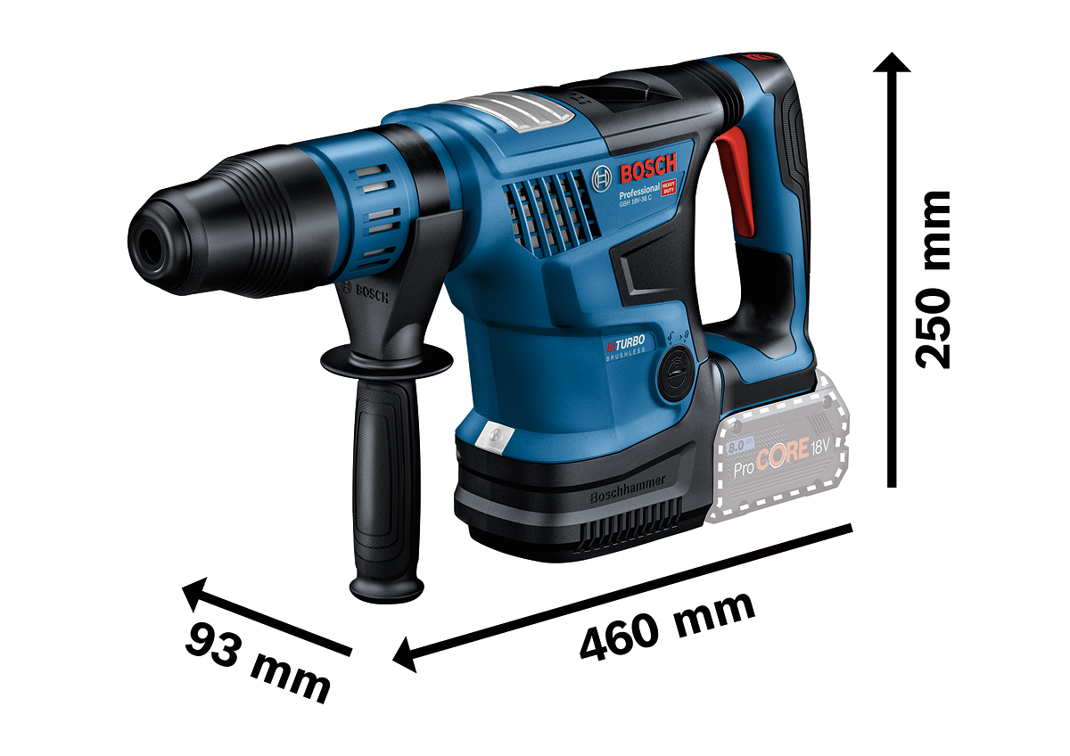 GBH 18V-36 C Cordless Hammer Drill BITURBO SDS-Max 18V 8.0Ah - 0611915002